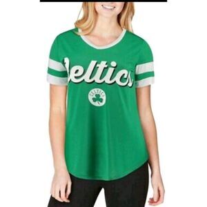 New Era Boston Celtics Women's Kelly Green White NBA Jersey T-Shirt Size XL